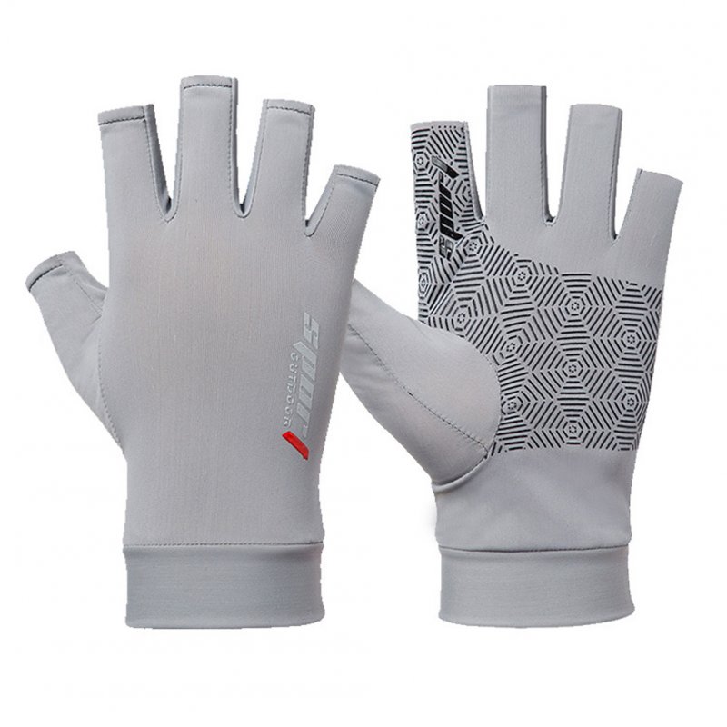 1 Pair Fishing Gloves Outdoor Fishing Protection Anti-slip Half Finger Sports Fish Equipment Half finger grey_One size