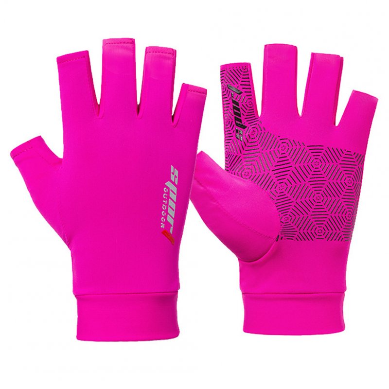 1 Pair Fishing Gloves Outdoor Fishing Protection Anti-slip Half Finger Sports Fish Equipment Half finger pink_One size