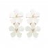 1 Pair Flower  Shape  Earrings Metal Geometric Earrings Simple Fresh Long Earrings White