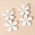 1 Pair Flower  Shape  Earrings Metal Geometric Earrings Simple Fresh Long Earrings White
