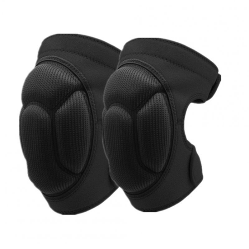 1 Pair Knee Pads Thickened Non-slip Anti-collision Sports Sponge Knee Protector Riding Equipment Black L