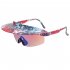 1 Pair Men Women Fashion Cycling Glasses High definition Lenses Colorful Hat Brim Outdoor Sport Sunglasses Eyewear D red printing blue lens