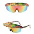 1 Pair Men Women Fashion Cycling Glasses High definition Lenses Colorful Hat Brim Outdoor Sport Sunglasses Eyewear D red printing blue lens