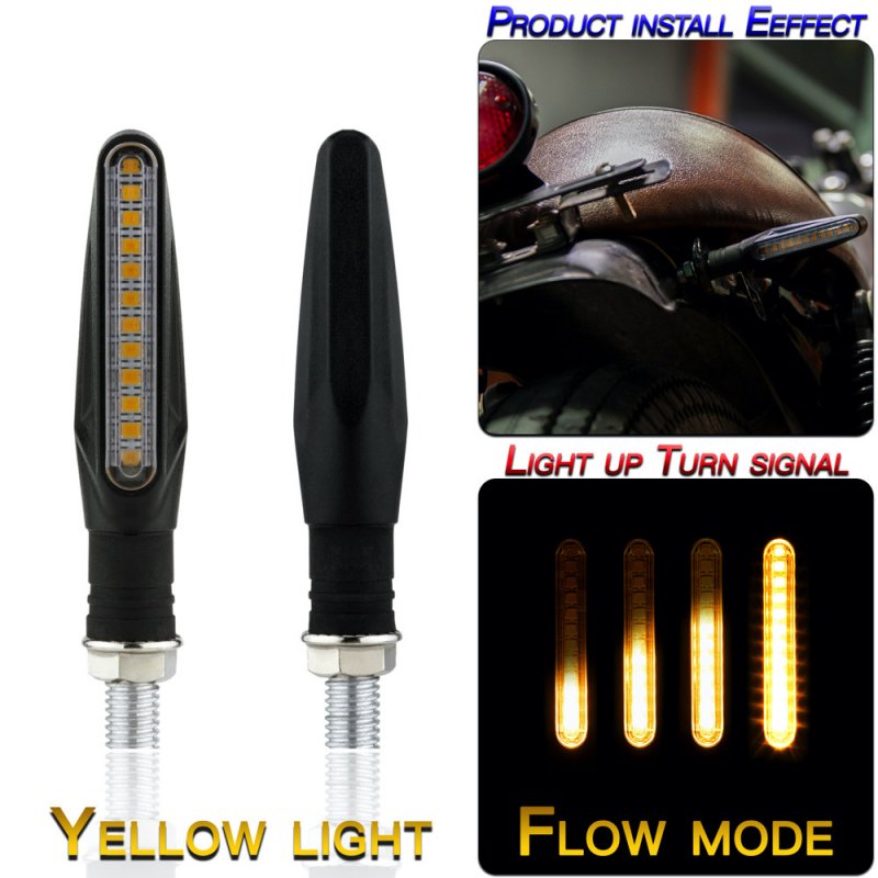 1 Pair Motorcycle Accessories In-line 12Led Turn Signal Light Marker Light Flow mode/black shell/yellow light_1 pair