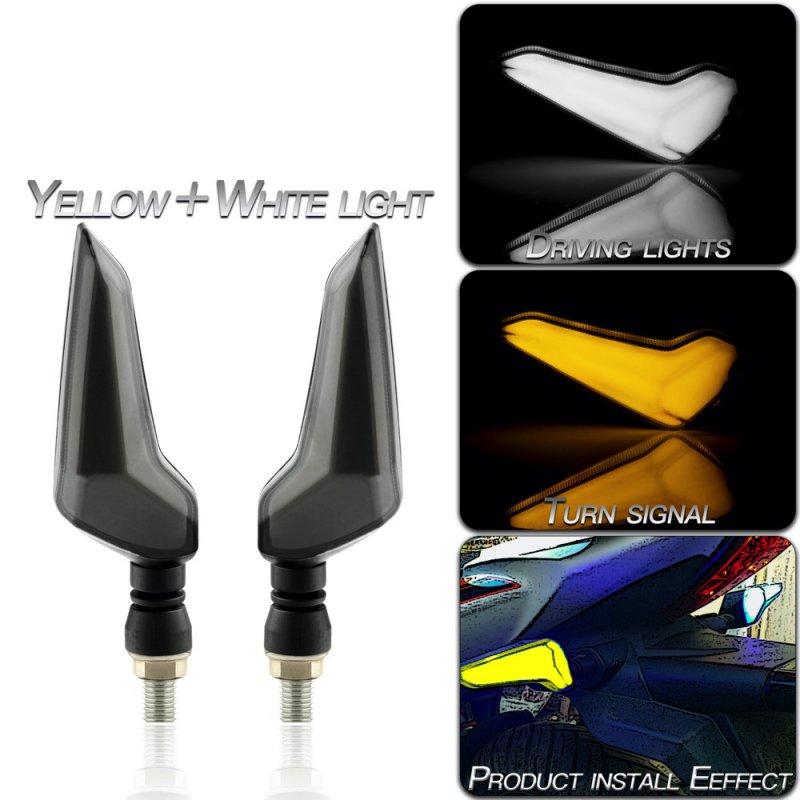 1 Pair Motorcycle Accessories Modified L-shaped Light-guiding Dual-color Led Turn  Signal Lights Yellow + white light