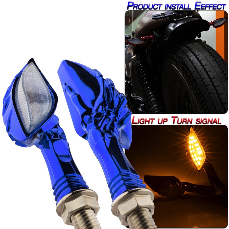 1 Pair Motorcycle Accessories Universal Type Led Turn Signal Lights Blue shell/yellow light