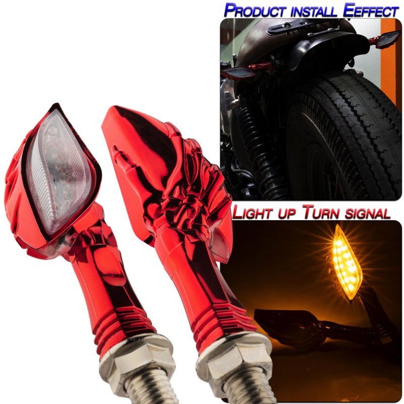 1 Pair Motorcycle Accessories Universal Type Led Turn Signal Lights Red shell/yellow light