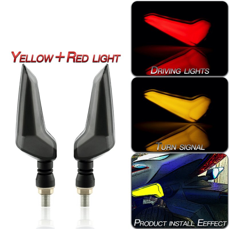1 Pair Motorcycle Accessories Modified L-shaped Light-guiding Dual-color Led Turn  Signal Lights Yellow+red light