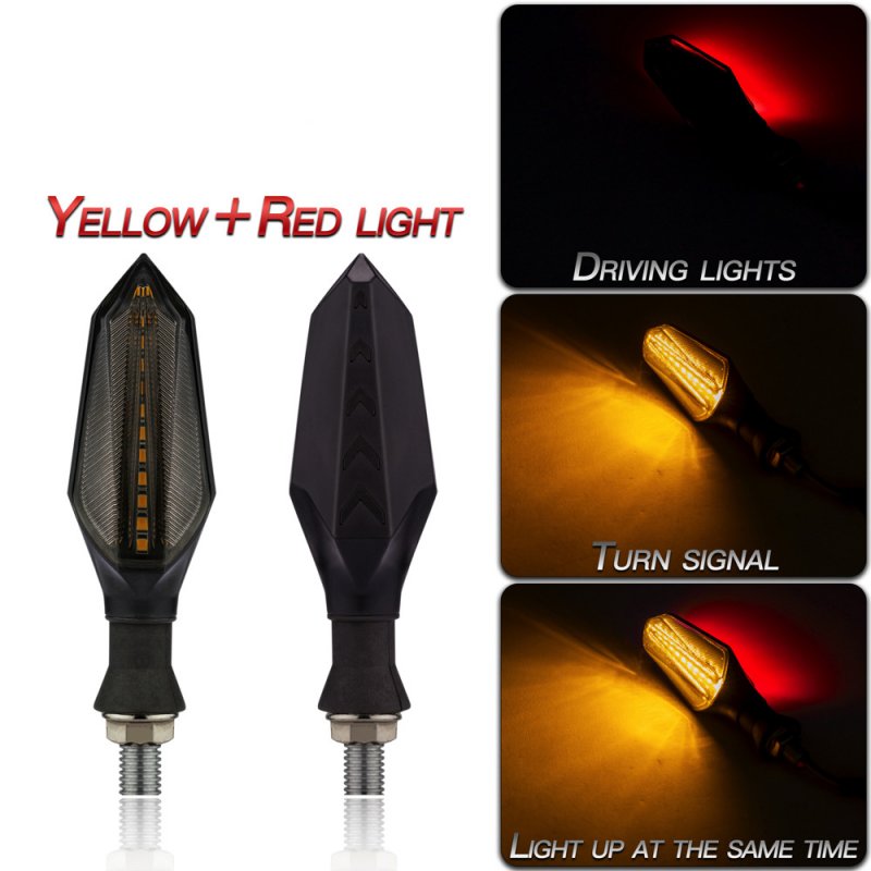 1 Pair Motorcycle Accessories Double-sided Luminous Led Water Turn  Signal Lights Flow mode/yellow+red light