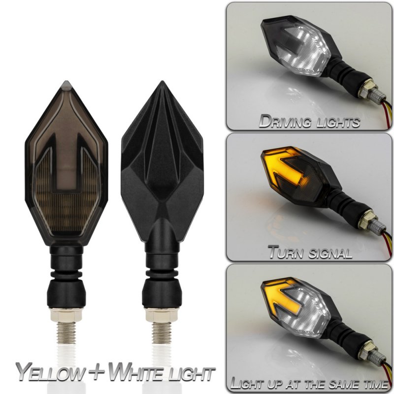 1 Pair Motorcycle Accessories Light Guiding Light Dual Color Led Turn Signal Daytime Running Light Yellow + white light