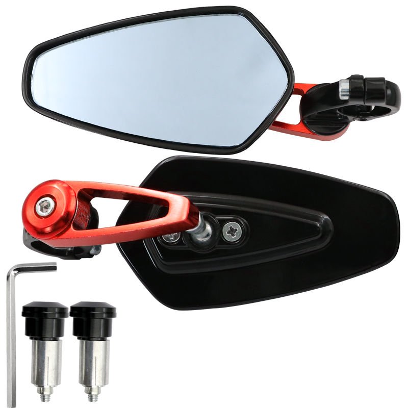 1 Pair Motorcycle Handle Bar End Side Mirror Rearview Rear View for MSX125 red