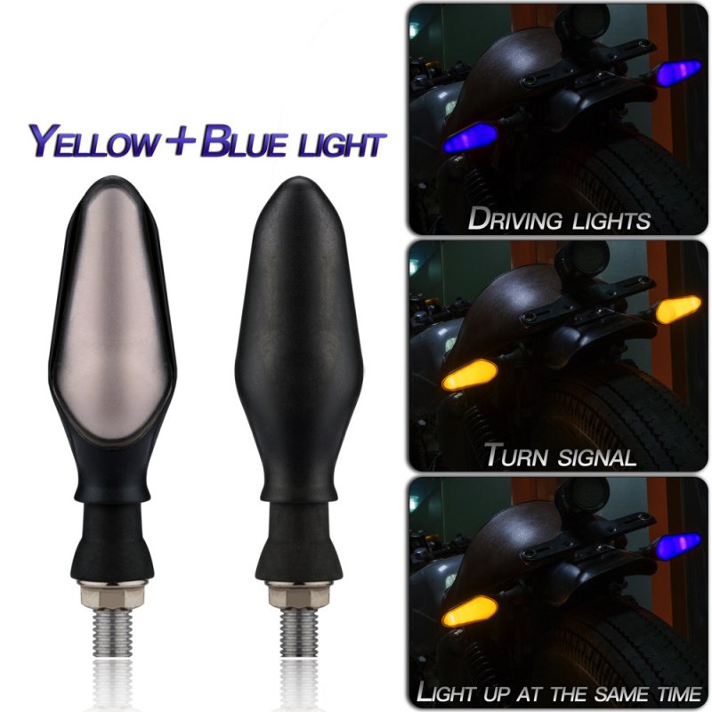 1 Pair Motorcycle Parts Dual-color Led Turn Signal Lights For Motorcycle Yellow + blue light