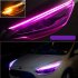 1 Pair Motorcycle Strip Light LED Daytime Running Light Sequential Flow Duotone Pink light   streamer yellow 30cm