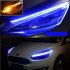 1 Pair Motorcycle Strip Light LED Daytime Running Light Sequential Flow Duotone Blue   Streamer Yellow 45cm