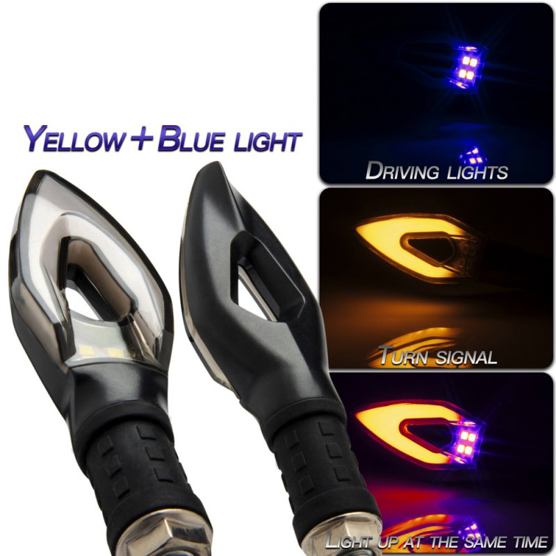 1 Pair Motorcycle  Turn  Signal Peach Heart-shaped Light-guided Dual-color Led Turn Signal Lights Motorcycle Accessories Yellow light (turn signal) + blue light (daytime running light)