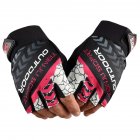 1 Pair Nylon Half  Finger  Gloves For Men Women Mountain Bike Fishing Fitness Yoga Non slip Gloves rose red