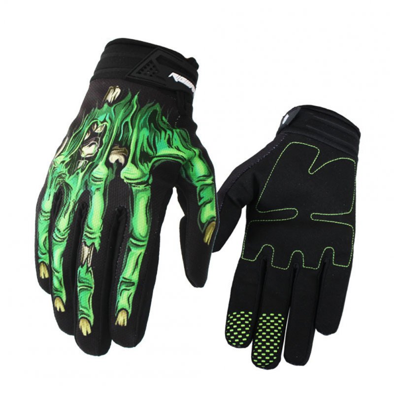 1 Pair Nylon Motorcycle Cross-country Gloves Touch Screen Type Windproof Waterproof Riding Gloves green_M