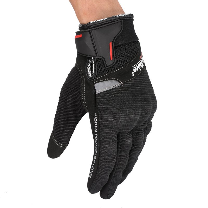 1 Pair Nylon Motorcycle Riding Racing Gloves Touch Screen Full  Finger  Gloves Breathable Gloves black_m