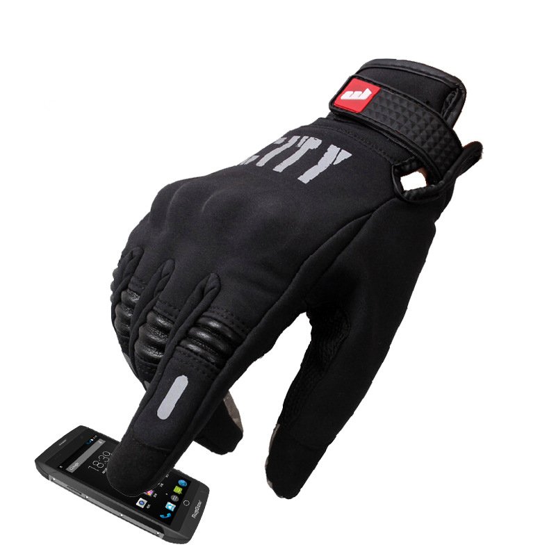 1 Pair Nylon Summer  Gloves Touch Screen Cycling Gloves Full-finger Night Reflective Gloves Summer black_l