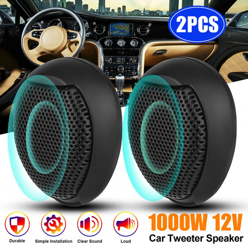 1 Pair Of 1000w Universal Car Dome Tweeter Waterproof Rust-proof Super Power High Noise Reduction Hifi-level Audio High Frequency Speaker black