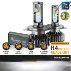 1 Pair Of 9003 H4 Led  Headlight Kit Built-in Fan Super Bright Excellent Heat Dissipation Performance High Low Beam 6000k Light Bulbs silver