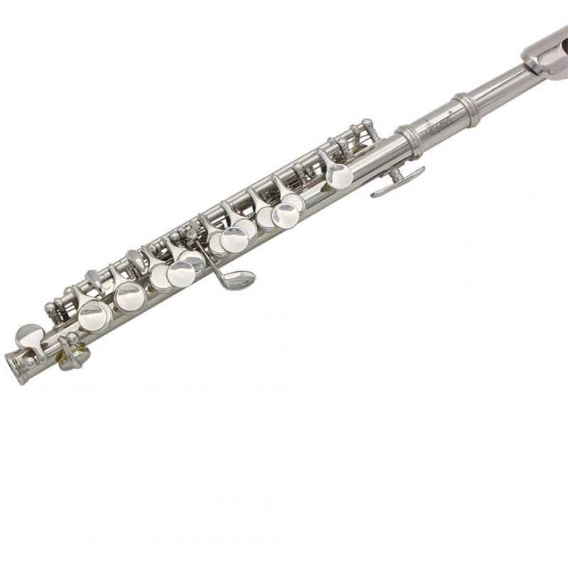 Delicate Piccolo Short Flute Plated 16 Sound Holes C Key Cupronickel with Leather Box+Cleaning Cloth+Screwdriver  silver