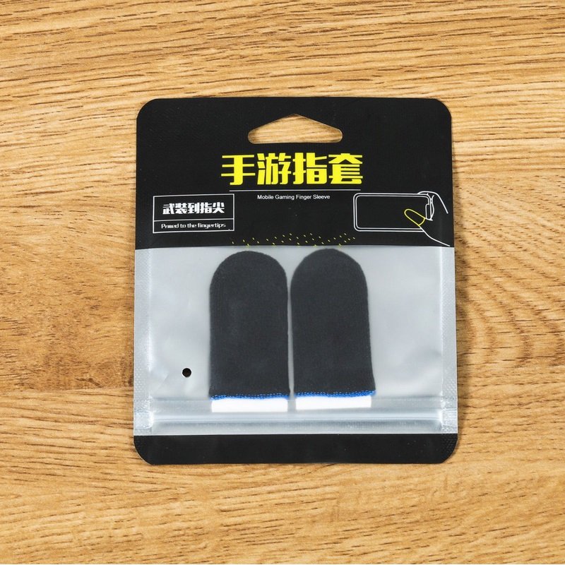 1 Pair Super Thin Gaming Finger Sleeve Breathable Fingertips For Pubg Mobile Games Touch Screen Black and blue 1 pair