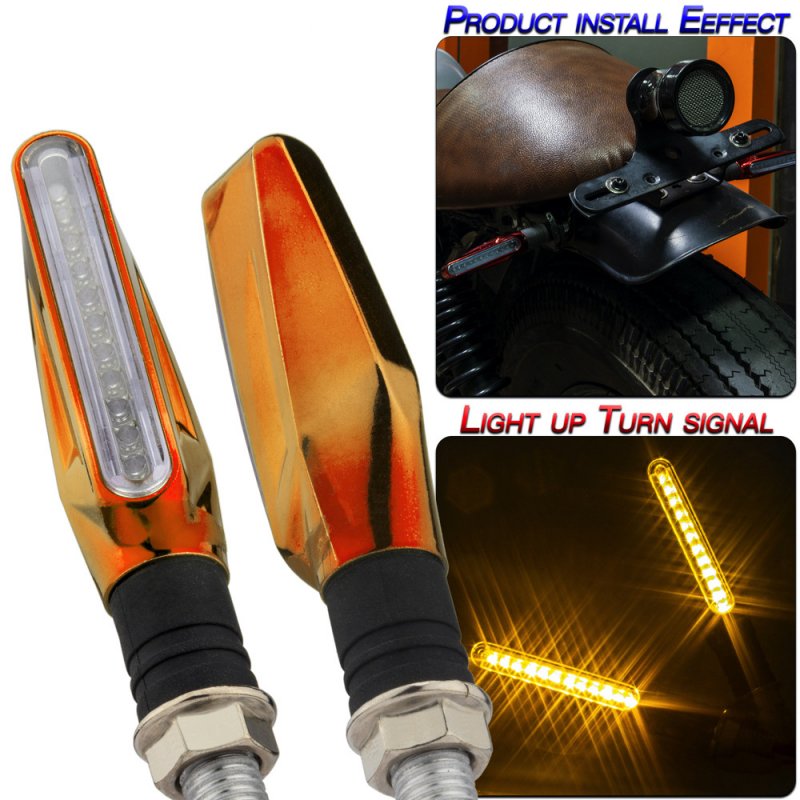 1 Pair Turn Signals Motorcycle Accessories Modification Universal Flat-shaped 12 Led Turn Signal Lights Orange shell/yellow light