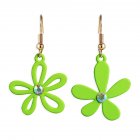 1 Pair Women Earrings Asymmetry Floral Daisy Fresh Alloy Eardrop Jewelry green