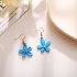 1 Pair Women Earrings Asymmetry Floral Daisy Fresh Alloy Eardrop Jewelry blue