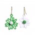 1 Pair Women Earrings Asymmetry Daisy Contrast Color Floral Fresh Alloy Eardrop Jewelry Green yellow