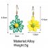 1 Pair Women Earrings Asymmetry Daisy Contrast Color Floral Fresh Alloy Eardrop Jewelry Green yellow