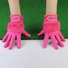 1 Pair Women Winter Golf Gloves Anti-slip Artificial Rabbit Fur Warmth Fit For Left and Right Hand Pink 19 size