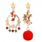 1 Pair of  Christmas  Earrings   Star Hairball Candy Pendant  Earrings Golden