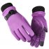 1 Pair of Warm Gloves Autumn and Winter Skiing Outdoor Cycling Non slip Waterproof and Rainproof Fleece Gloves purple Female models  suitable for palm circumfer