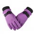 1 Pair of Warm Gloves Autumn and Winter Skiing Outdoor Cycling Non slip Waterproof and Rainproof Fleece Gloves purple Female models  suitable for palm circumfer