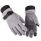 1 Pair of Warm Gloves Autumn and Winter Skiing Outdoor Cycling Non slip Waterproof and Rainproof Fleece Gloves gray Female models  suitable for palm circumferen