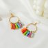1 Pair of Women Earrings Bohemian Style Colored Stone Tassel Turquoise Earrings Golden