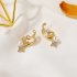 1 Pair of Women s Earrings Golden Pearl Star U shaped Ear Studs Golden