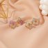 1 Pair of Women s Earrings S925 Silver Needle Geometric Stitching Double V shaped Diamond mounted Earrings 02 purple