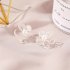 1 Pair of Women s Earrings Simple Style Transparent Flower Pearl Earrings 01 five petal flower silver