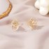 1 Pair of Women s Earrings Simple Style Transparent Flower Pearl Earrings 01 five petal flower silver