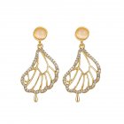 1 Pair of Women's Earrings  Full-diamond Butterfly-shape Opal Earrings Golden