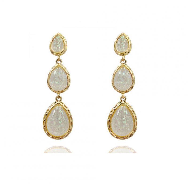 1 Pair of Women's Earrings Drop-shape Tassel Resin Sequin Earrings Golden