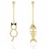 1 Pair of Women s Earrings s925 Silver Needle Animal and Fish Bone Shape Asymmetric Earrings Golden