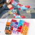 1 Pairs Autumn Winter Color Jacquard Mid calf Length Socks for Halloween pumpkin One size