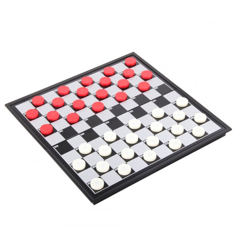 1 Set Checkers Folded Magnetic Plastic Collapsible Checkers Set Draughts Checkers Chess 100 checkers (red and white)
