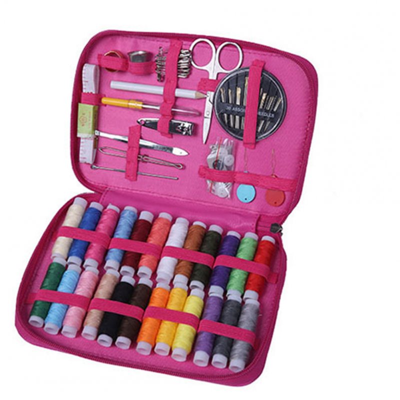 1 Set Leather Sewing  Kit 24-color Thread Portable Home Diy Sewing Tools Set Pink