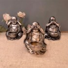 1 Set Of Buddha Statue Ornaments Stone Buddha Candle Holders For Home garden Buddha Decor Ancient silver