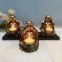 1 Set Of Buddha Statue Ornaments Stone Buddha Candle Holders For Home garden Buddha Decor Ancient silver